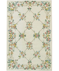 Hand-woven Floral Vineyard Wool Rug (5' x 8')