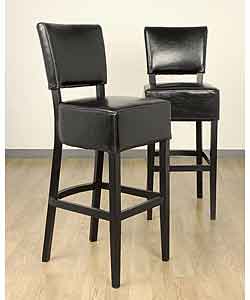 Wasatch Black Leather Barstools (Set of 2)