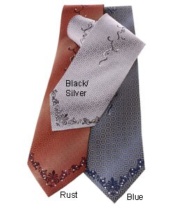 Steven Land Men's Crystal Tie and Hankerchief Set