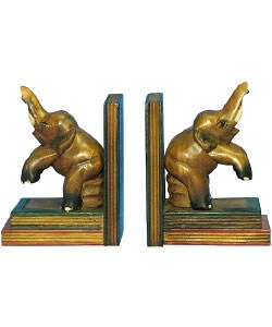 Pair of Hand-carved Elephant Bookends