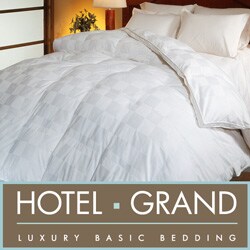 Hotel Grand Euro Check 1000 Thread Count Oversize Hungarian Goose Down Comforter