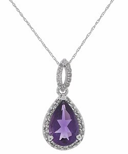 14k White Gold Amethyst 1/4ct TDW Diamond Pendant