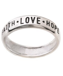 Sterling Silver Faith Love Hope Ring