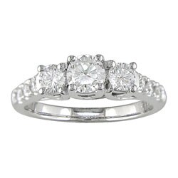 14k White Gold 1ct TDW Round Diamond 3-stone Ring (G-H, SI2)