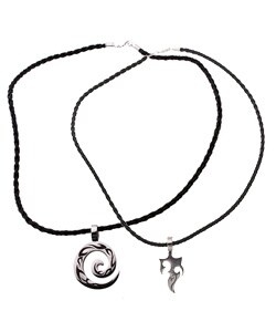 Stainless Steel Tribal Tattoo Flame Pendant on Cord