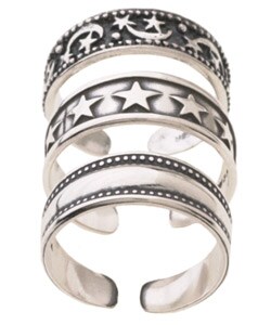 Sterling Silver Bright Star Toe Ring Set