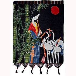 Handmade Crane Dance Tapestry (China)