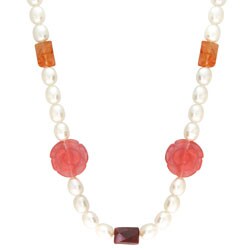 Cultured Freshwater Pearl Rose Quartz Necklace