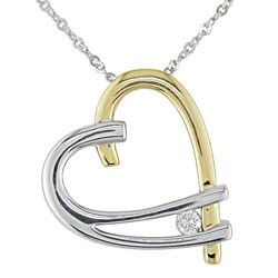 14k Two-tone Gold & Diamond Heart Pendant