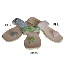 Hand-beaded Flat Sandals (India)