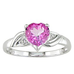 10-kt. White Gold Diamond and Pink Topaz Ring