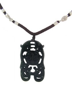 Black Jade Longevity Pendant with Necklace (China)