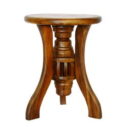 Hand-carved Round 3-leg Wooden Table