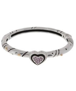 John Atencio Sterling Silver/18-kt. Gold Pink Sapphire Heart Bracelet