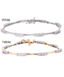 14k Gold 1ct Diamond 3-stone Bar Link Bracelet