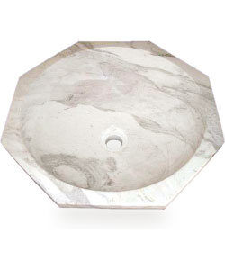 Fontaine White Swirl Marble Vessel Sink & Drain