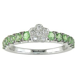 14k Gold & 1/10ct Diamond Tsavorite Garnet Ring