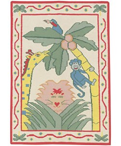 Hand-woven Kids Jungle Wool Rug (4' x 6')