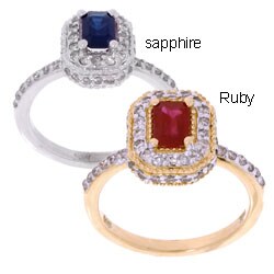 14k Gold Pave Diamond & Gemstone Ring