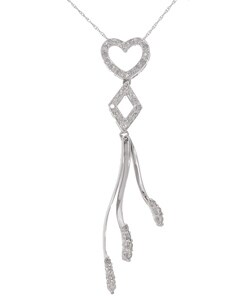 14-karat White Gold 0.01-carat Diamond Heart Drop Pendant