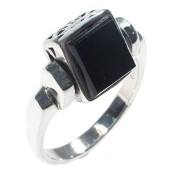 Sterling Silver Black Onyx Rotation Ring