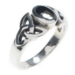 Sterling Silver Black Onyx Celtic Ring
