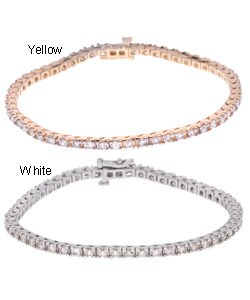 14k Gold Four-prong 3ct TDW Diamond Tennis Bracelet (J,I1)
