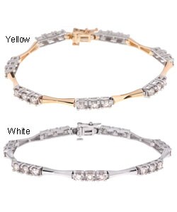 14kt White or Yellow Gold 3-ct Diamond Three-stone Tennis Bracelet