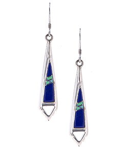 Sterling Silver Lapis and Opal Earrings