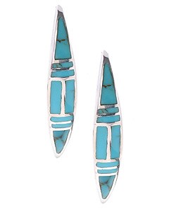 Sterling Silver and Inlay Turquoise Earrings