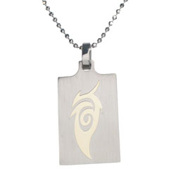 Stainless Steel Tribal Rectangle Pendant