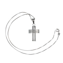Stainless Steel Triple Line Cross Pendant