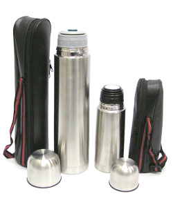 Stainless Steel 1-liter and 0.5-liter Flasks