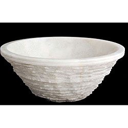 Fontaine Carved Marble Vessel Sink Set with Free Drain