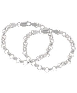 Sterling Silver Italian Rolo Link Bracelet (7 - 8 in)