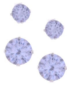 Sterling Silver CZ Earring Set (Pair of 2)