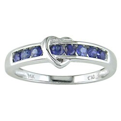 14-kt. White Gold Sapphire Heart Ring