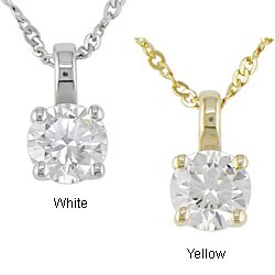 14k Gold 1/6ct TW Diamond Solitaire Pendant (G-H-I, SI)