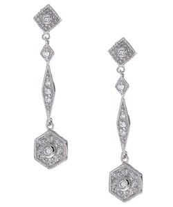 Sterling Silver CZ Dangle Earrings