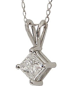 Platinum 1/2ct Princess-cut Diamond Solitaire Pendant (G-H, SI1-SI2)