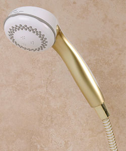 Interbath Sport Massage Brass on White Hand Shower