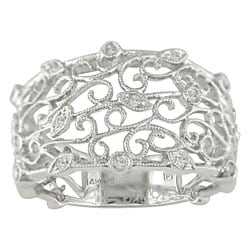 14-kt. White Gold 1/10ct TDW Round Diamond Filigree Ring (H-I, I1-I2) : Jewelry from Overstock.com from overstock.com