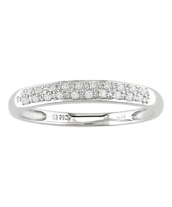 14k White Gold 1/10ct Round Diamond Pave-Set Band Ring (J-K/ I2-I3)