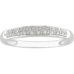 14k White Gold 1/10ct Round Diamond Pave-Set Band Ring (J-K/ I2-I3)
