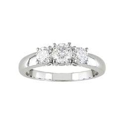 14kt White Gold 1ct TDW Round Diamond Three-Stone Ring (H-I-J/ I2-I3)