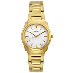 Seiko Men's White Dial Goldtone Quartz Watch