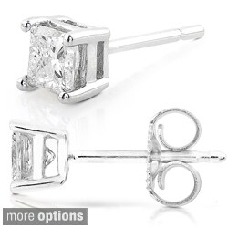 14k Gold 1/2ct TDW Princess-cut Traditional Diamond Stud Earrings (H-I, I1-I2)