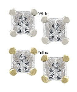 14k Gold 1/3ct TDW Princess-cut Premier Diamond Stud Earrings (G-H, SI1-SI2)