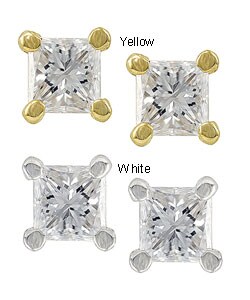 14k Gold 3/4ct TDW Princess-cut Premier Diamond Stud Earrings (G-H, SI1-SI2)