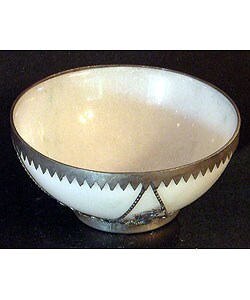 White Jade and Silver Dragon and Phoenix Bowl